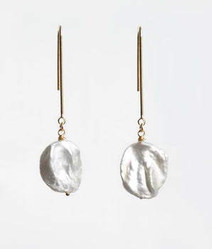 Baroque Coin Pearl Stem Earrings