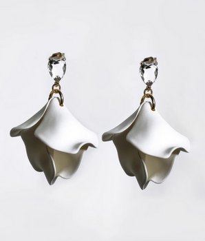 White Lily Drop Earrings