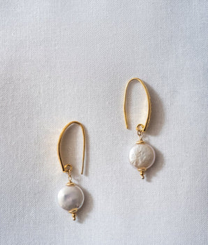 Coin Pearl Drop Earrings